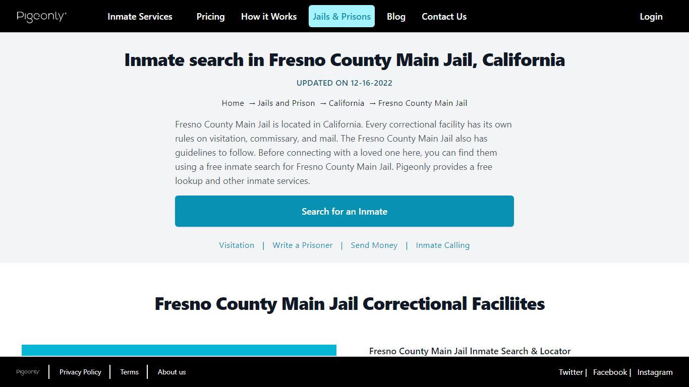 Inmate Search Fresno County Main Jail, California | Pigeonly